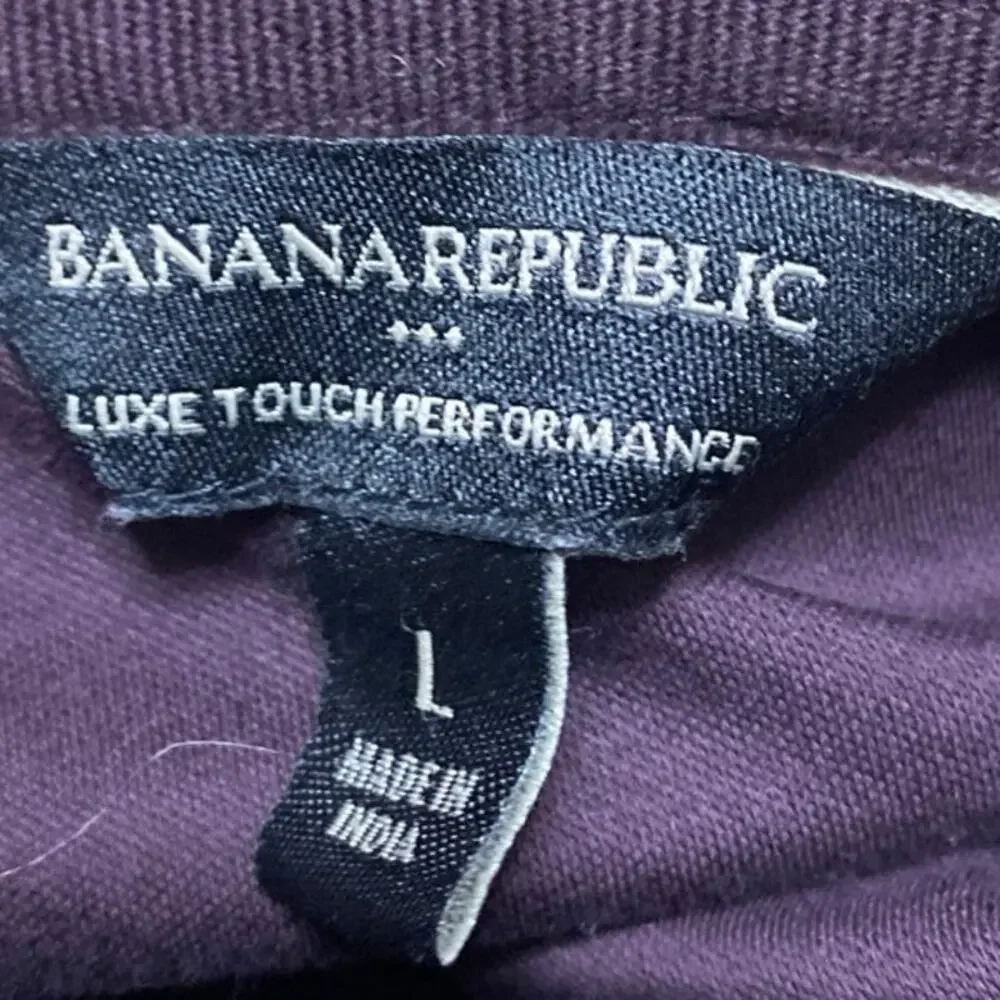 Banana Republic Luxe Touch Performance Mens Purple Short Sleeve Polo Shirt Top L